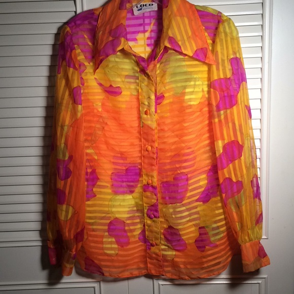 Shirt Small Coco of CA Sheer PinkOrange Blouse♥️👏 - Picture 4 of 4